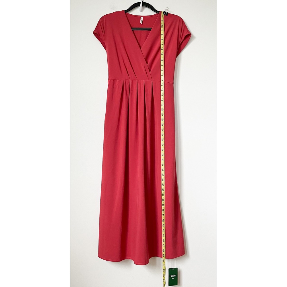 NEW Breezeful V-Neck Short Sleeve Pocket Tie Quick Dry Midi Dress Pink Mediium - Picture 11 of 16